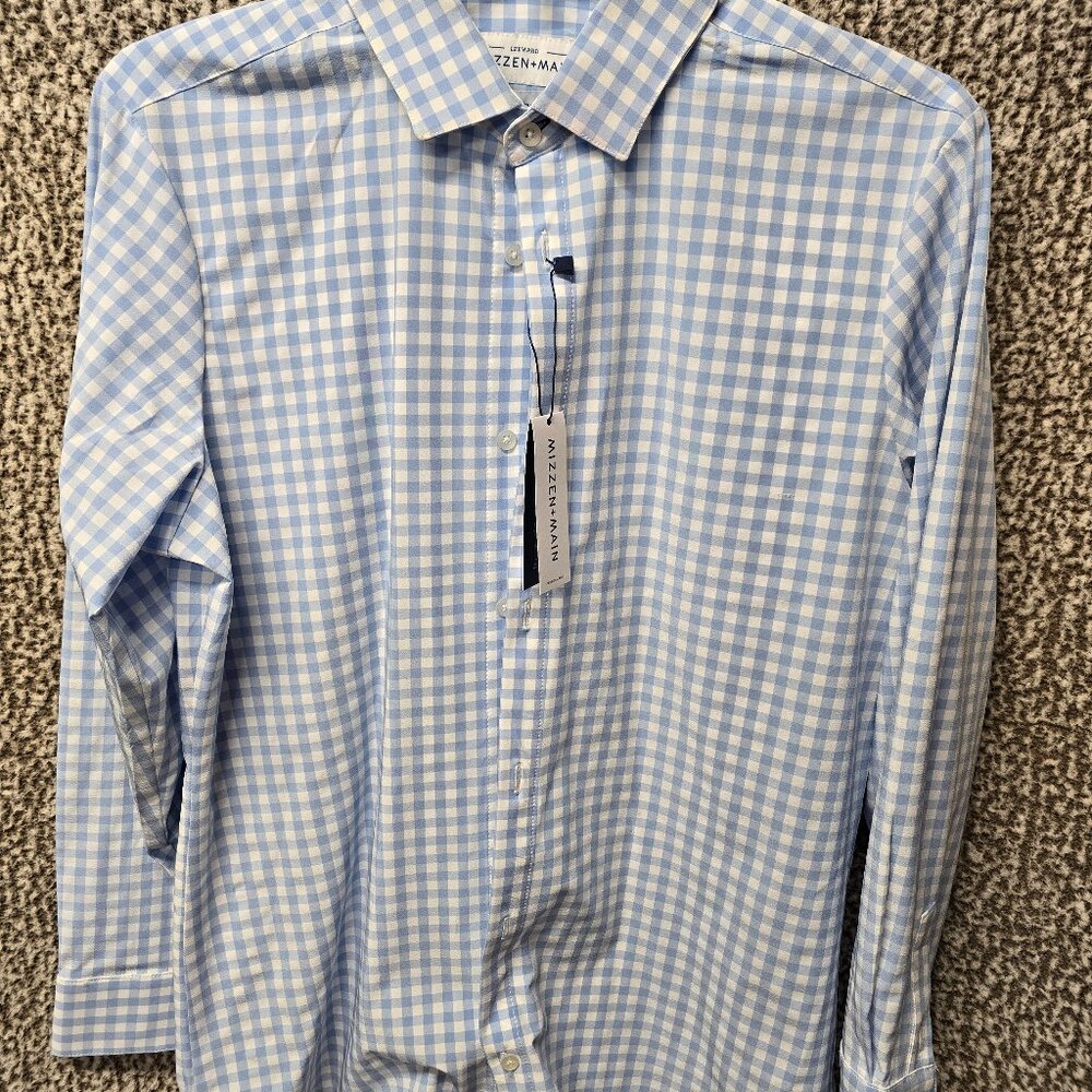 Mizzen Main blue gingham shirt NWT